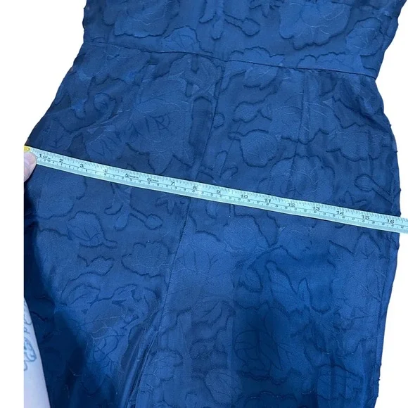 Lulus Navy Blue Floral Burnout Wide Leg Jumpsuit XS V-Neck Flutter Sleeve Formal